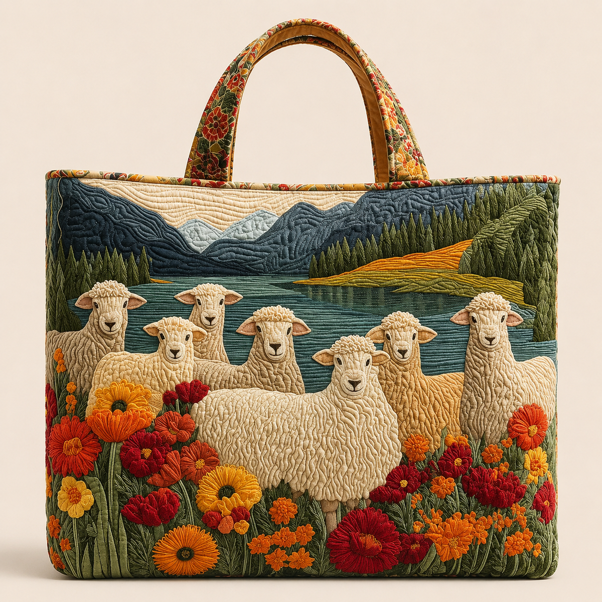 Agneaux au Bord du Lac | Sac matelassé