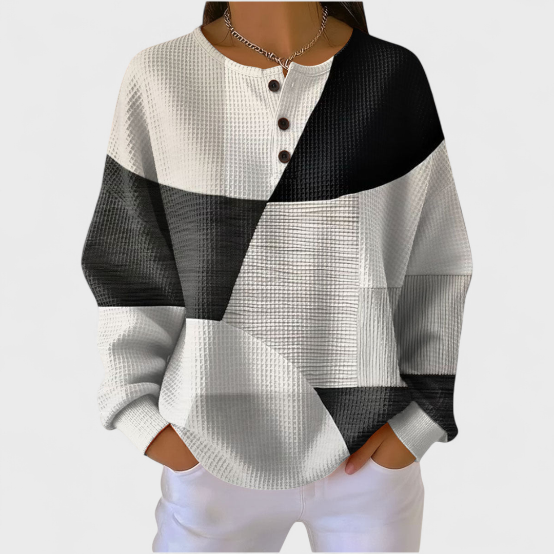 Ella - Pull Noir et Blanc Color-Block
