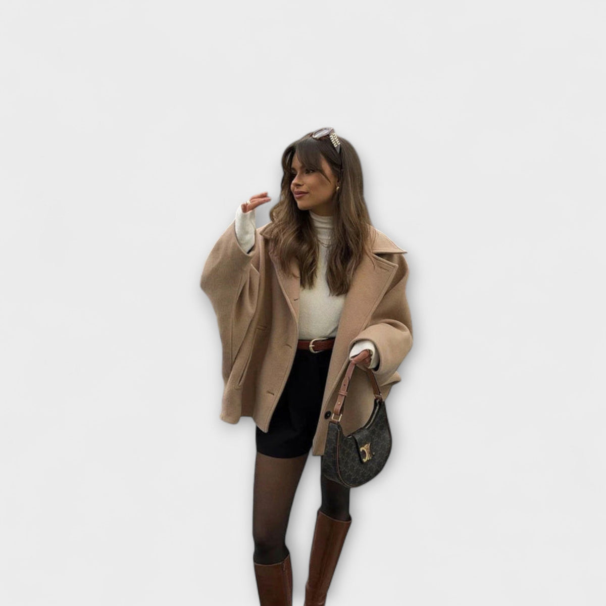 Lovie - Manteau Oversize Beige Chic Urbain