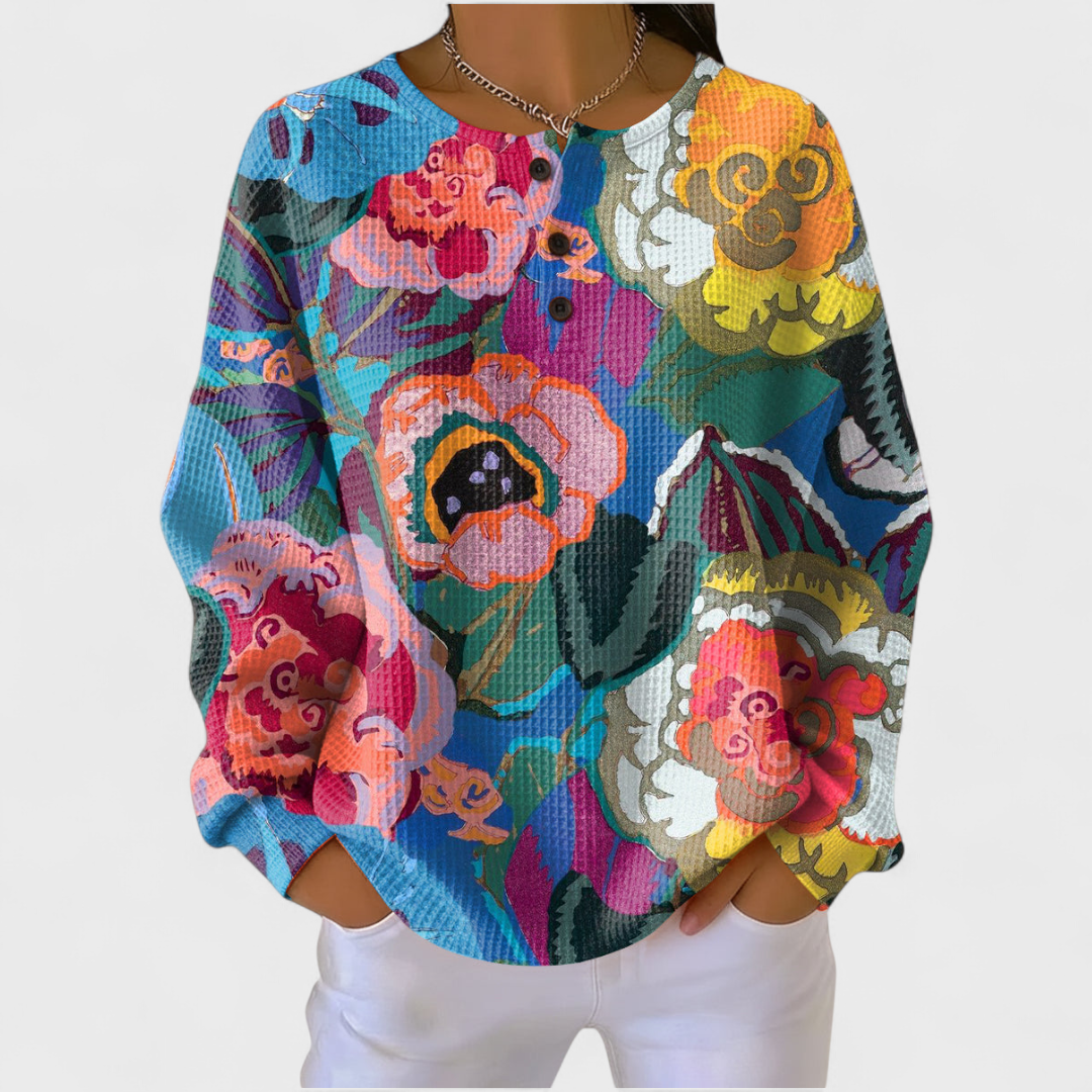 Ida - Pull à Grandes Fleurs Colorées