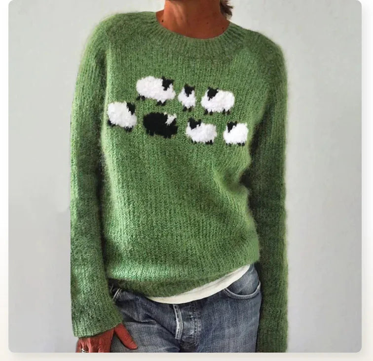 Bianca | Pull Gris à Motif Mouton