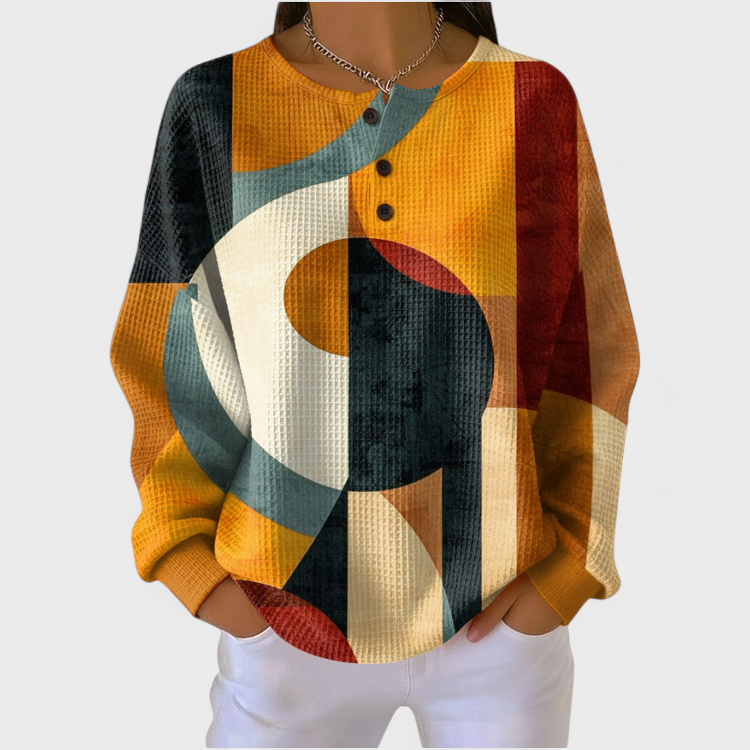 Léa - Pull à Motif Géométrique Rétro