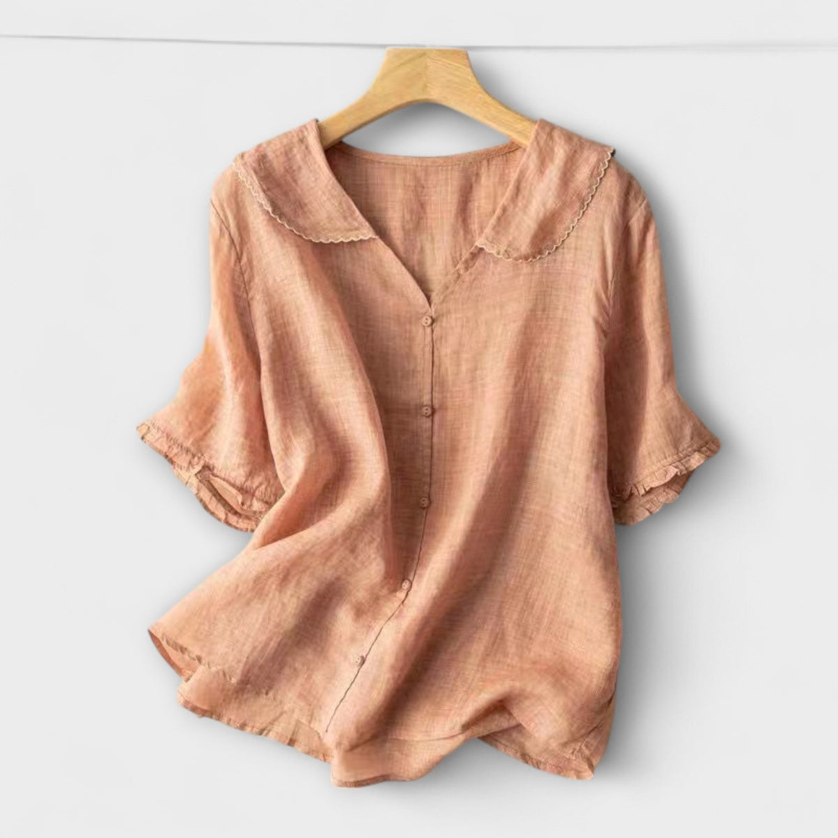 Brenda - Chemise en Lin Verte à Col