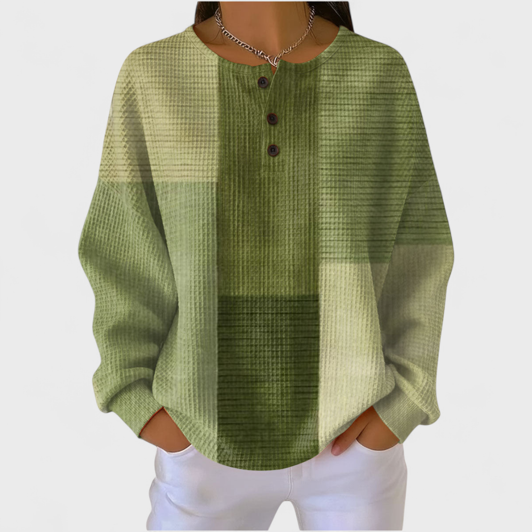 Nora - Pull Vert Olive Color-Block