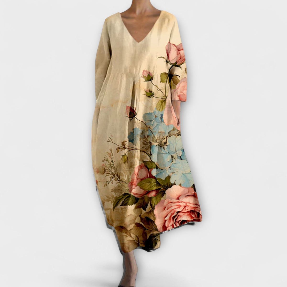 Fiona - Robe Longue Colorée à Col V