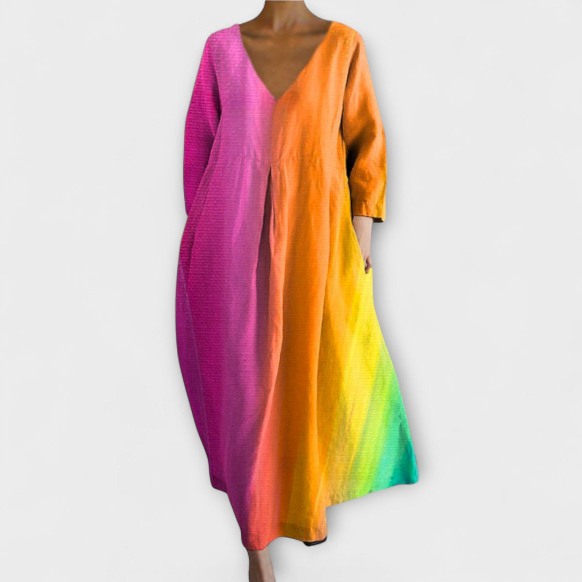 Fiona - Robe Longue Colorée à Col V