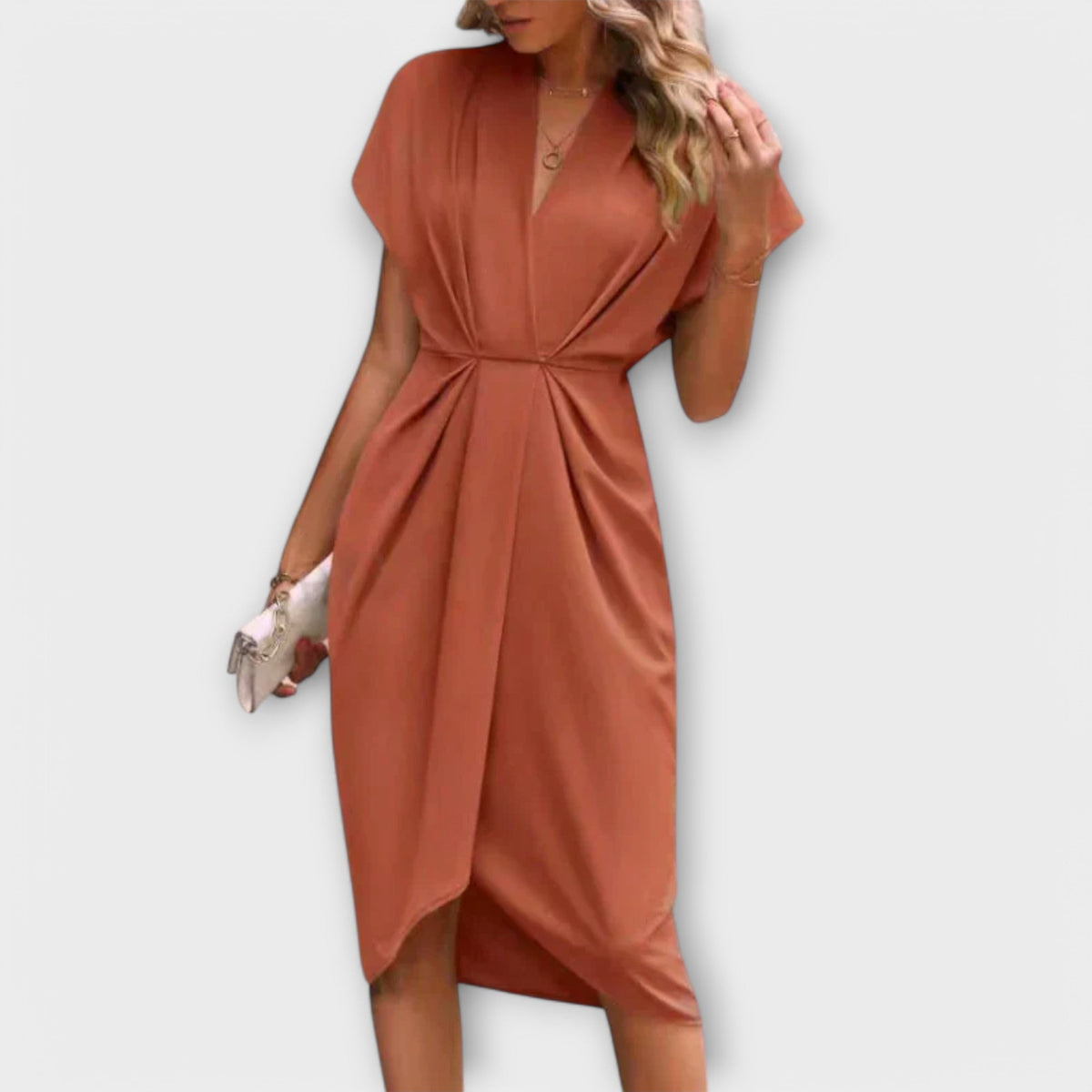 Serena - Robe Midi Portefeuille Noire