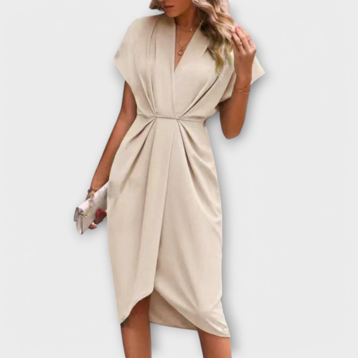 Serena - Robe Midi Portefeuille Noire