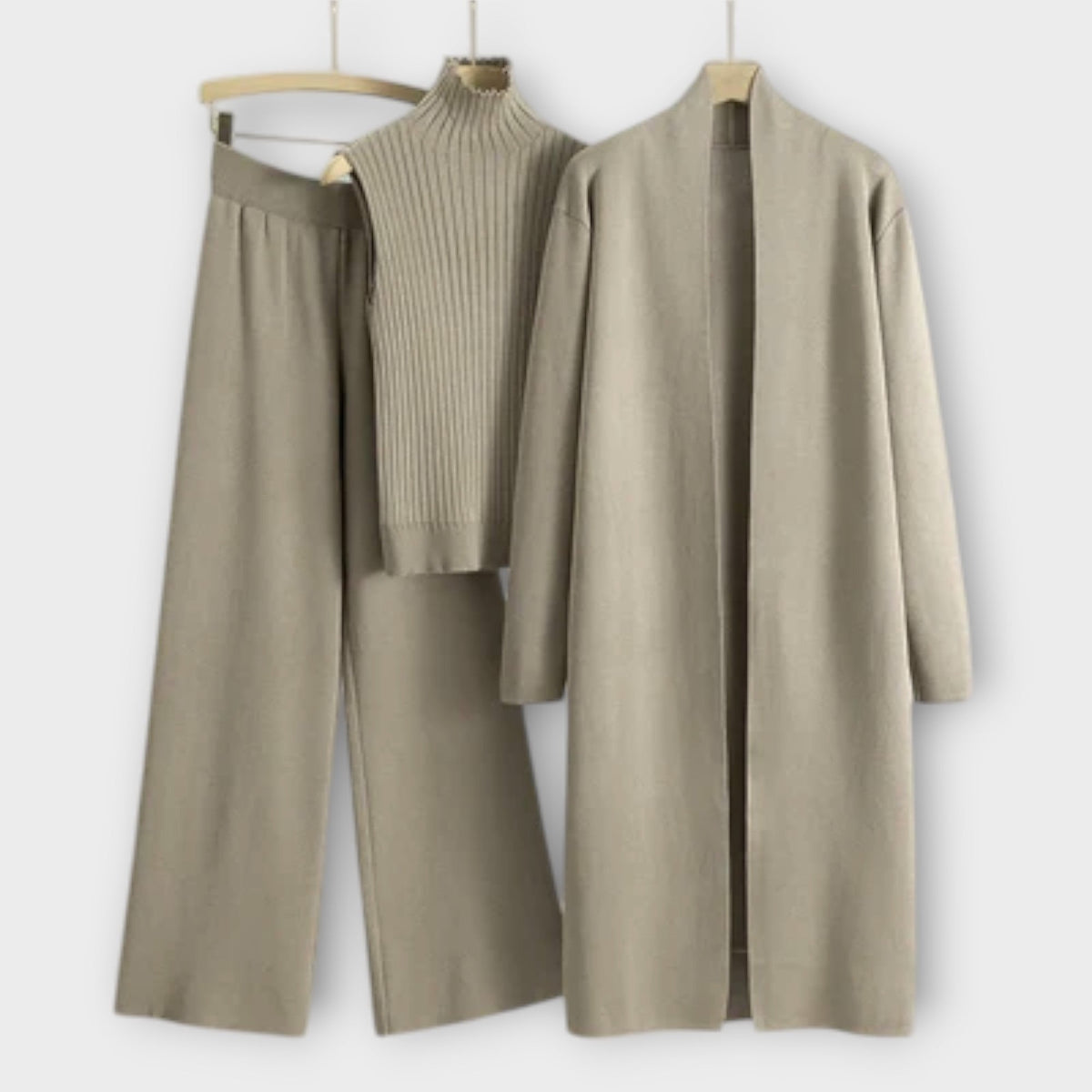 Isabella - Ensemble Tricoté 3 Pièces Kaki