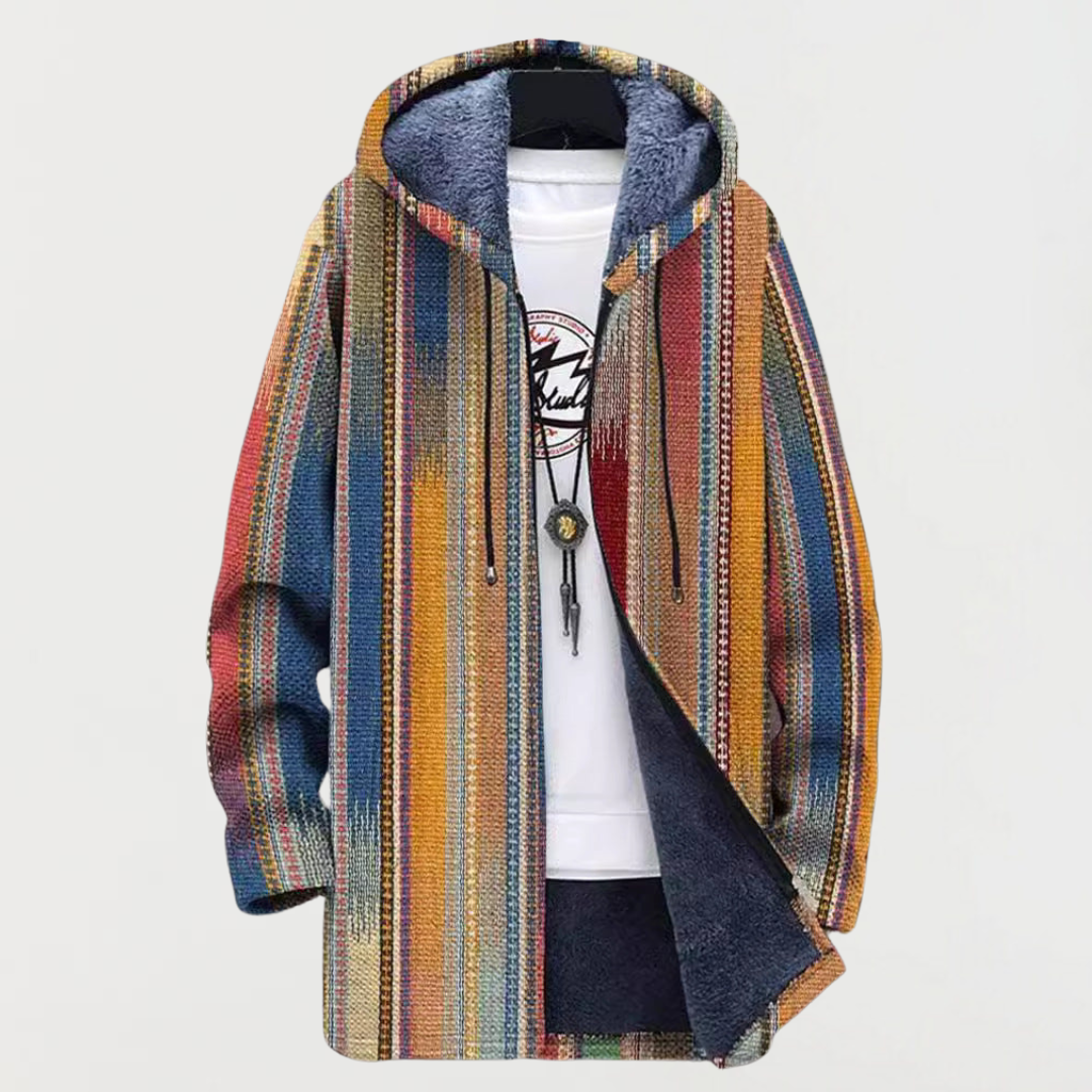 Manteau à capuche à rayures multicolores