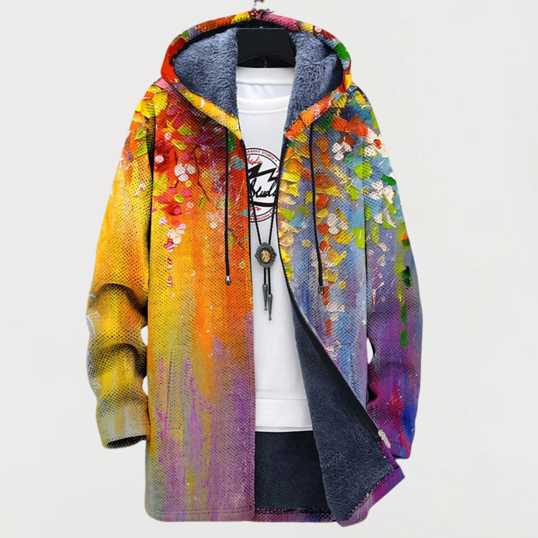 Manteau à capuche à imprimé artistique abstrait