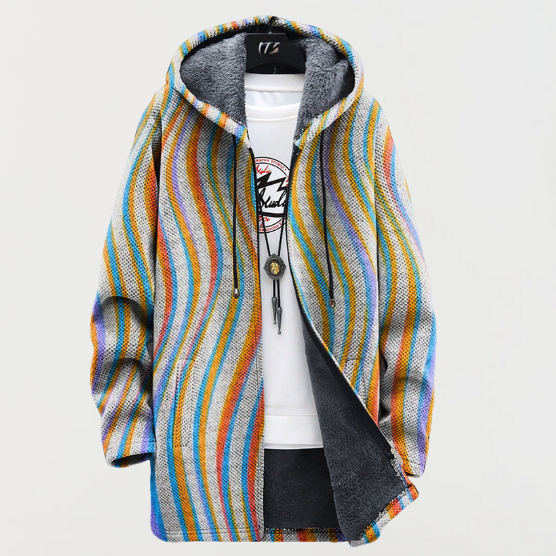 Manteau à capuche à rayures ondulées