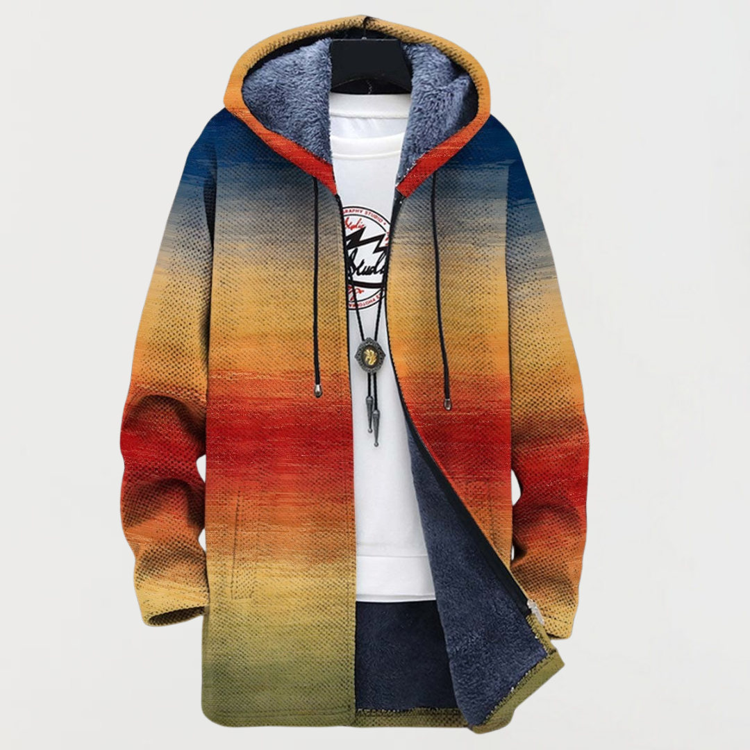 Manteau à capuche en dégradé de couleurs coucher de soleil