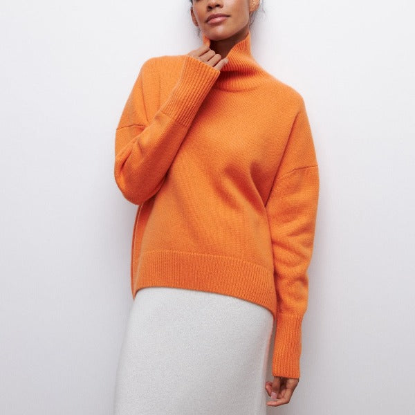 Katrielle - Pull Col Roulé Confortable Bleu Clair