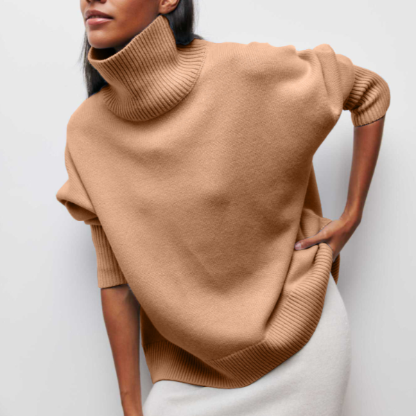 Katrielle - Pull Col Roulé Confortable Bleu Clair