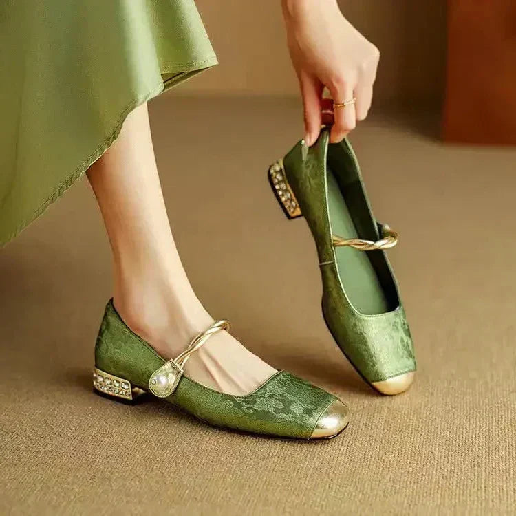 Adelheid - Mary Jane en Velours Vert
