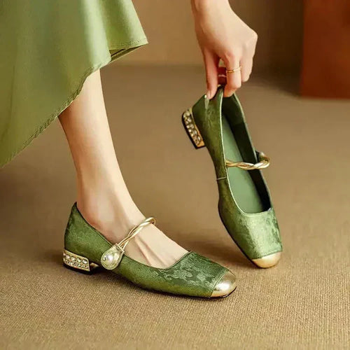 Adelheid - Mary Jane en Velours Vert