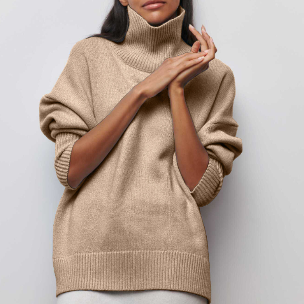 Katrielle - Pull Col Roulé Confortable Bleu Clair