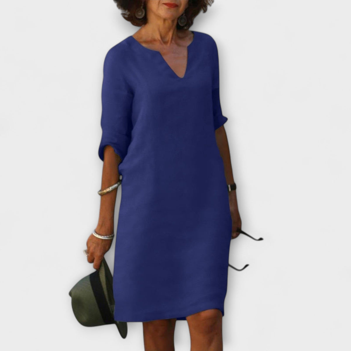 Ellyse - Robe d'Été Bleu Pétrole à Col V