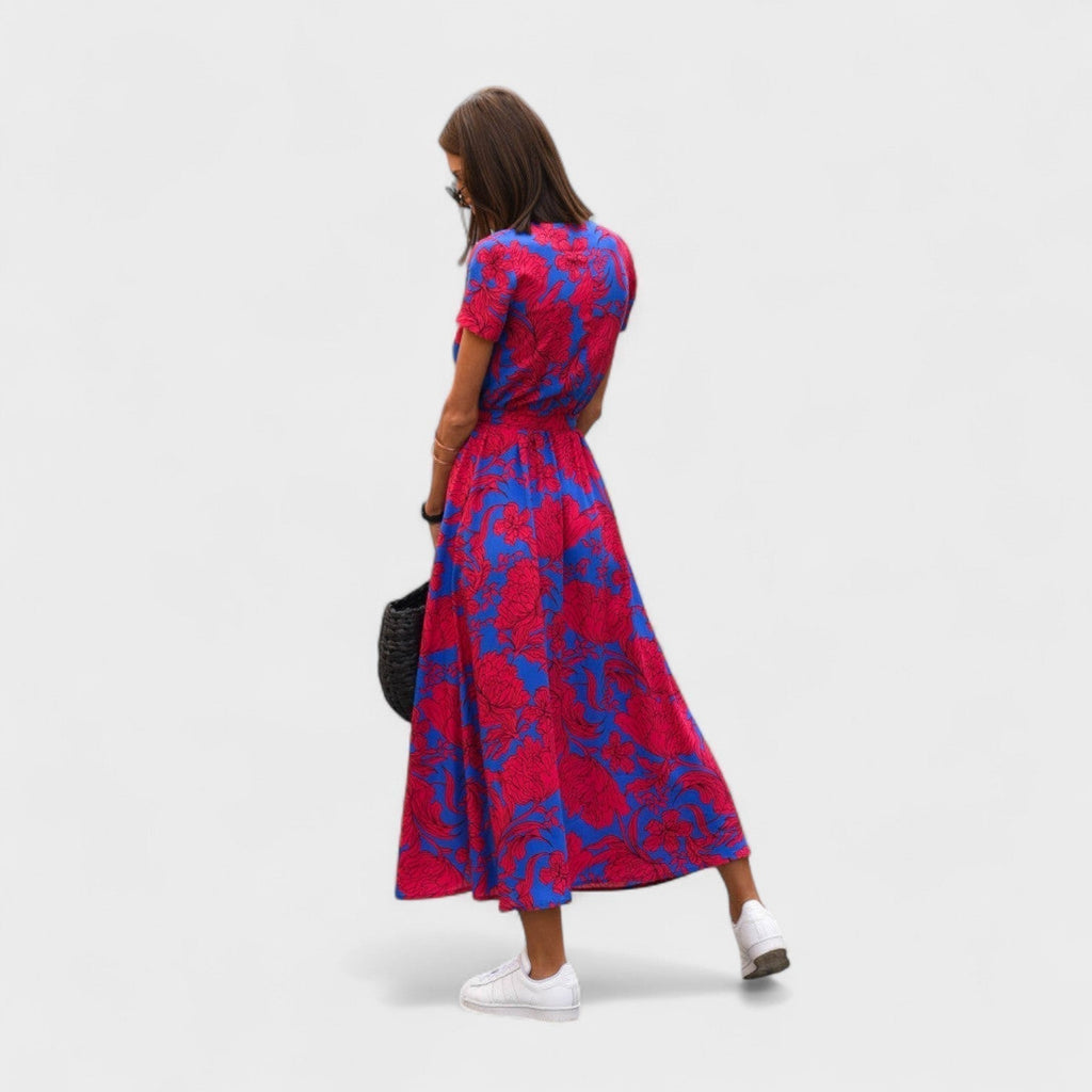 Lila Rosa - Robe Bohème Chic Rose à Motif Floral