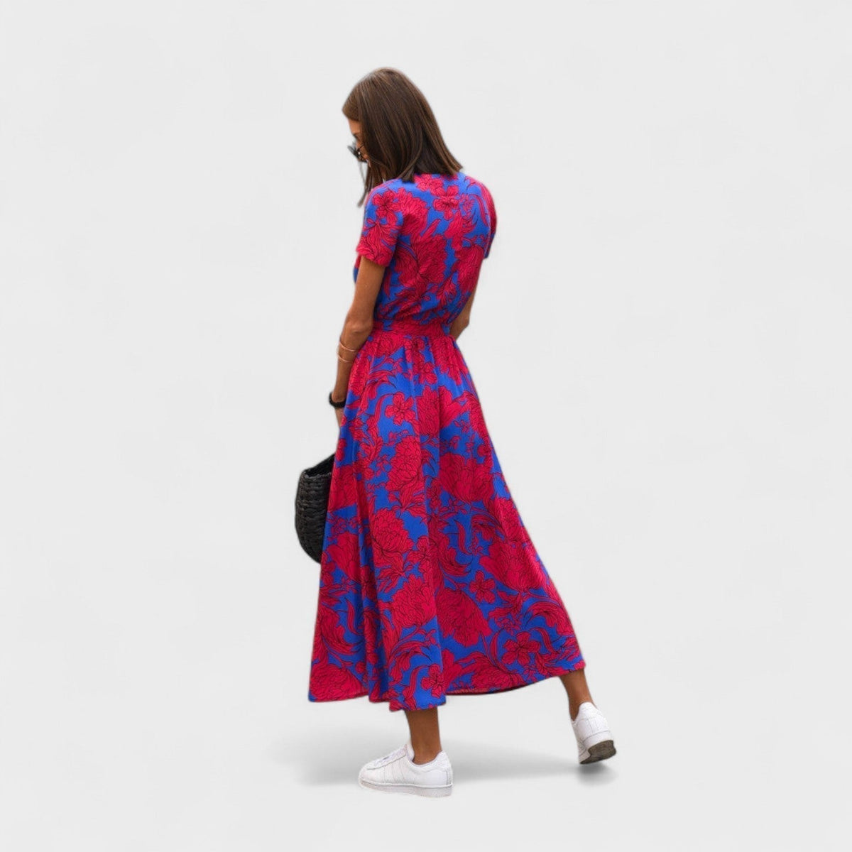 Lila Rosa - Robe Bohème Chic Rose à Motif Floral