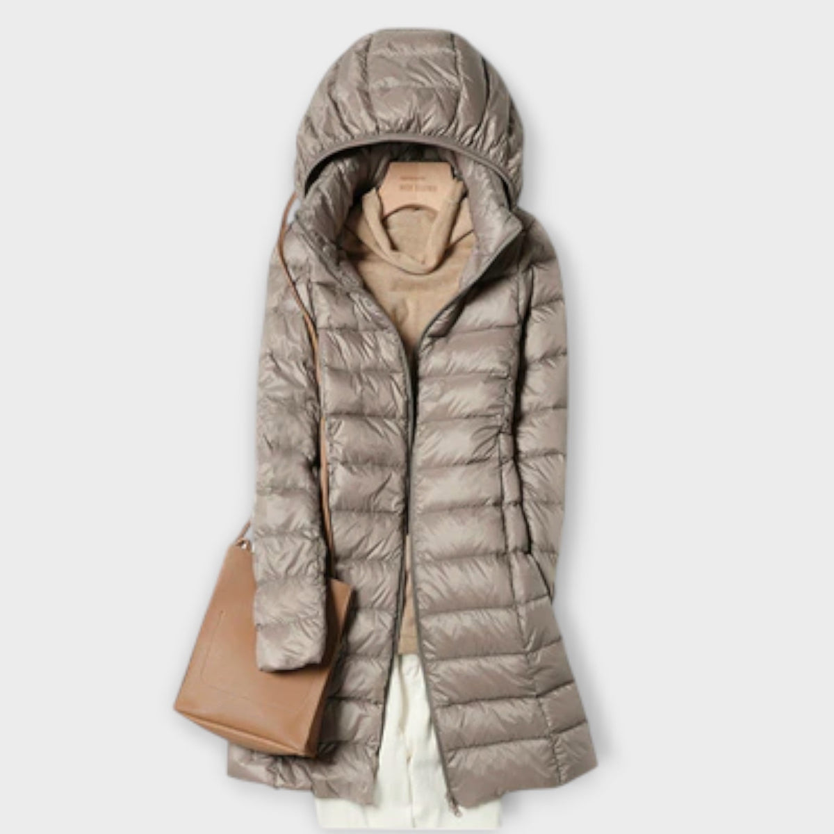 Annika - Doudoune Ultra-Légère Beige à Capuche