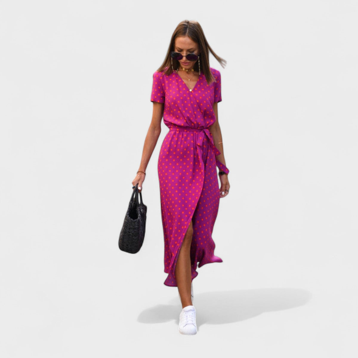 Lila Rosa - Robe Bohème Chic Rose à Motif Floral