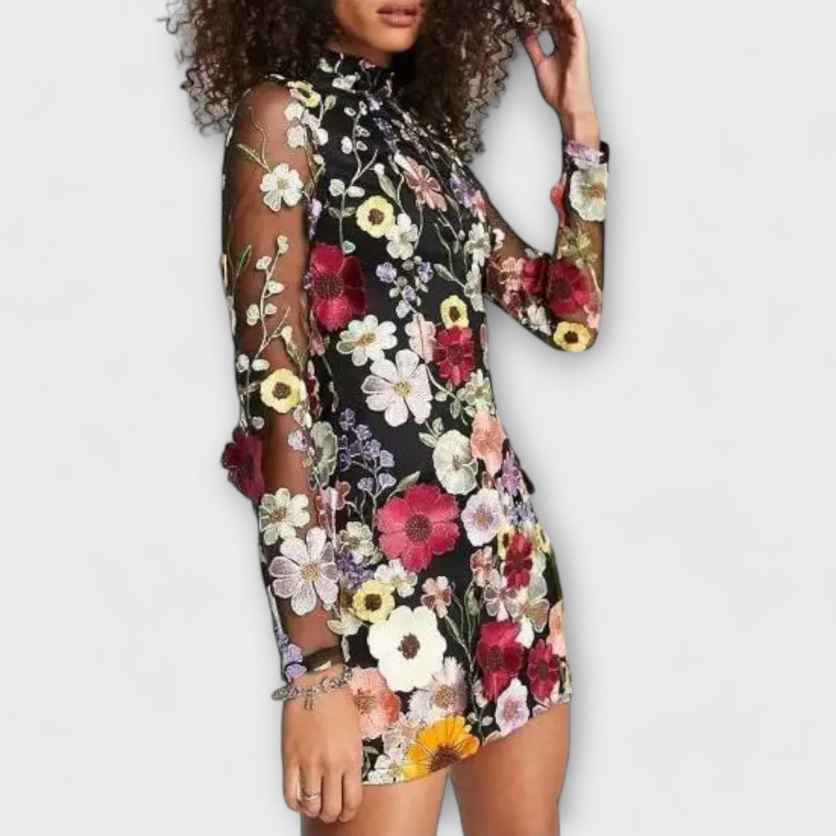 Dolores - Robe à Motif Floral 3D
