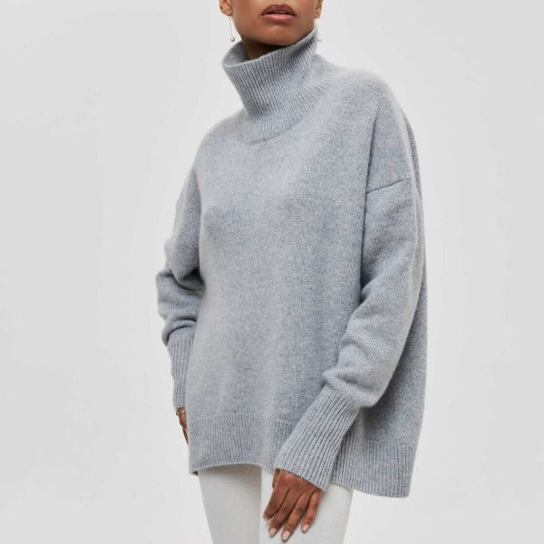 Katrielle - Pull Col Roulé Confortable Bleu Clair