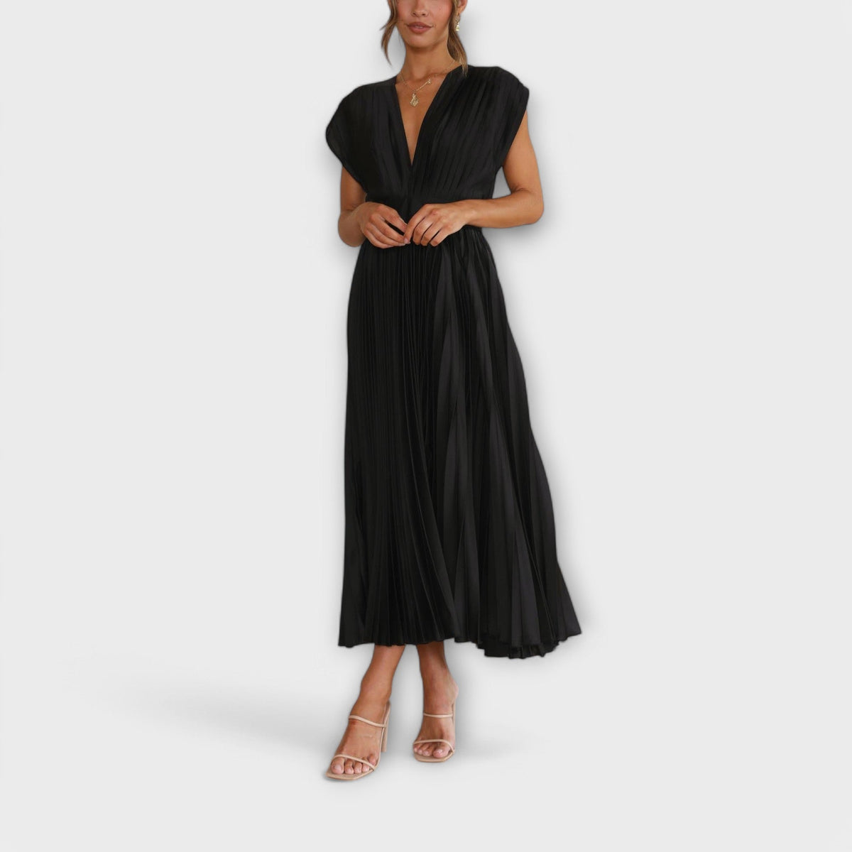 Maria - Robe Plissée Élégante Rose Poudré