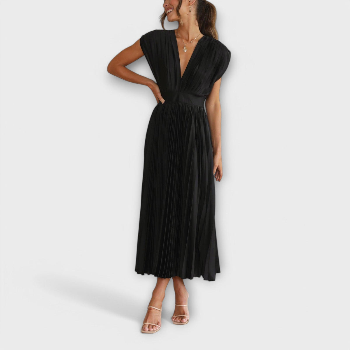 Maria - Robe Plissée Élégante Rose Poudré