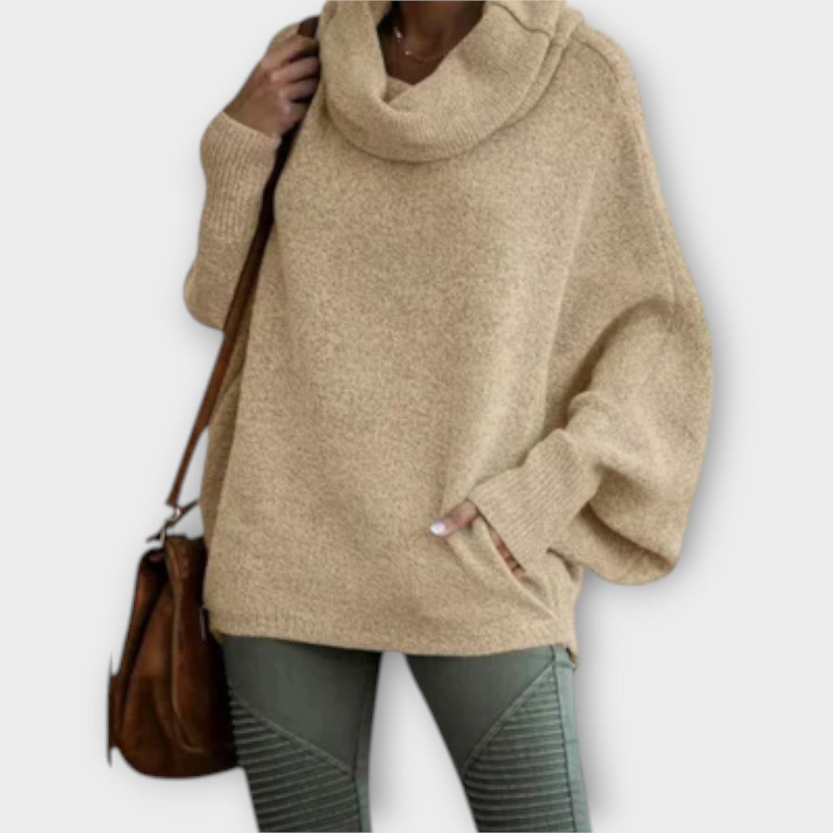 Ulrike - Pull Col Roulé Élégant Beige