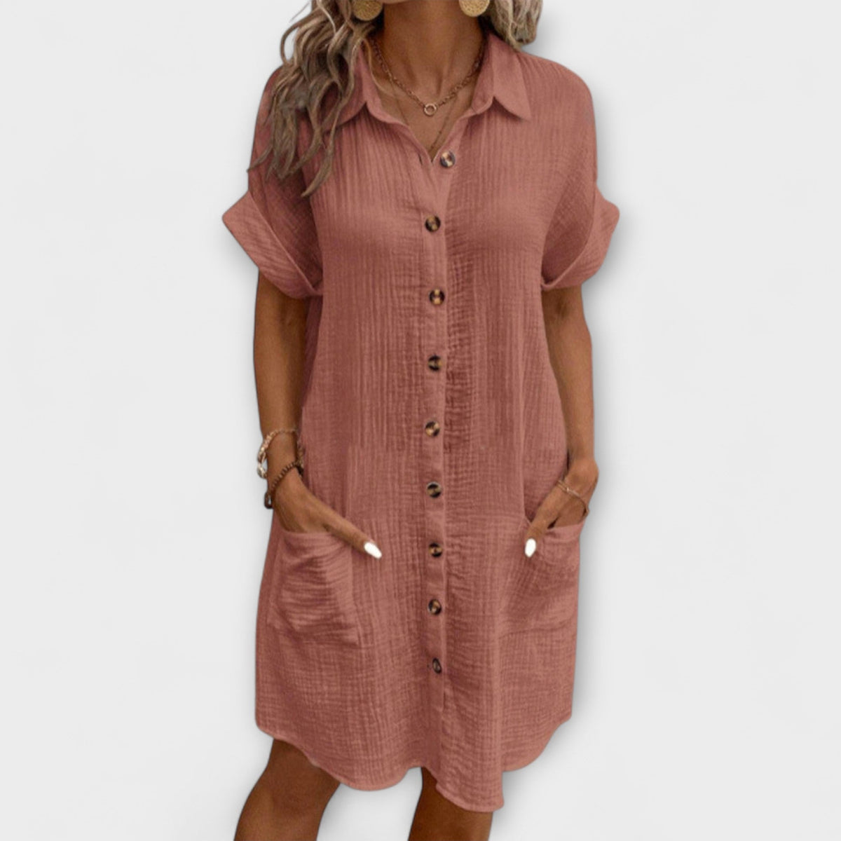 Aria - Robe Chemisier Blanche à Boutons