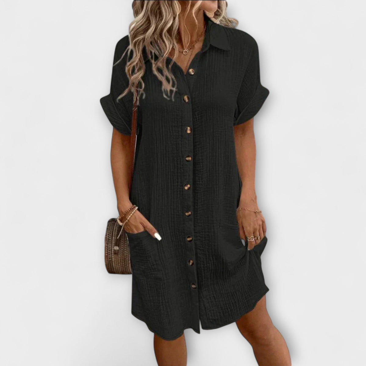 Aria - Robe Chemisier Blanche à Boutons