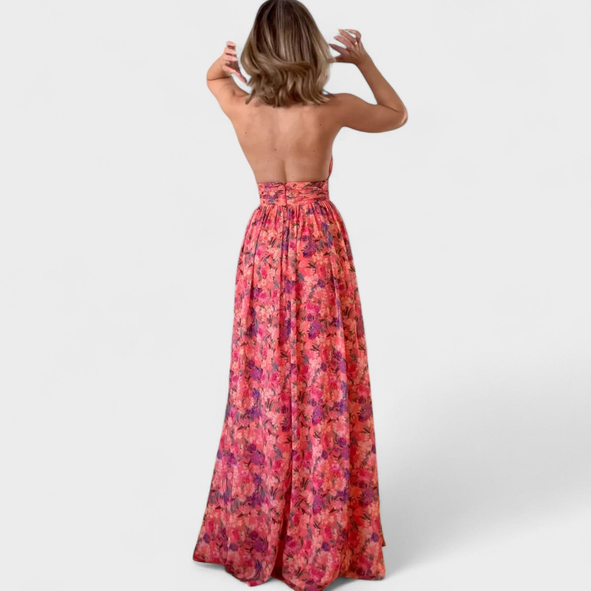 Florária - Robe Longue Rouge à Découpes