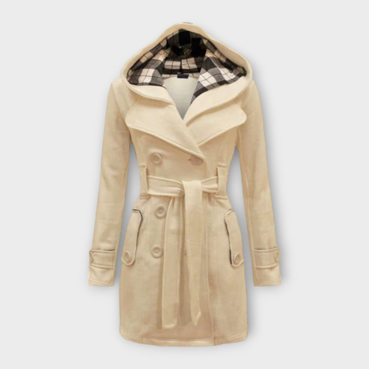 Evelyn - Manteau d'Hiver Chaud Gris à Capuche