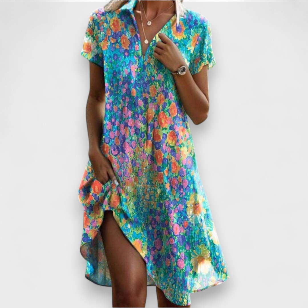 Eterna - Robe Midi Colorée à Motif Floral