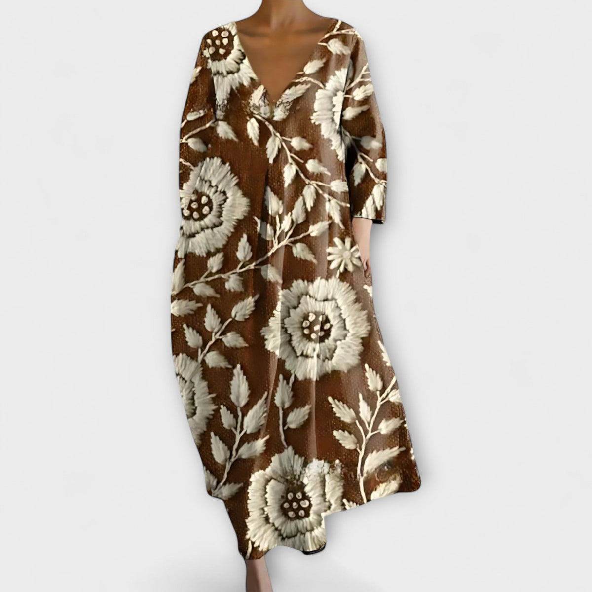Fiona - Robe Longue Colorée à Col V