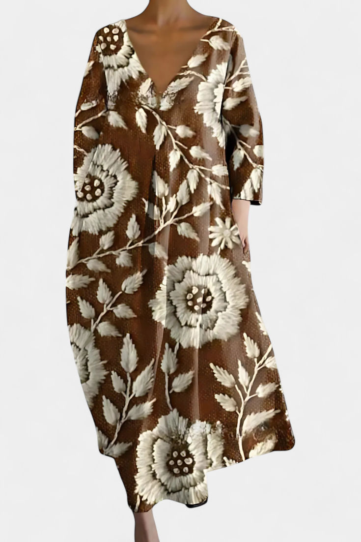 Ana - Robe Fluide Colorée à Motif Aquarelle