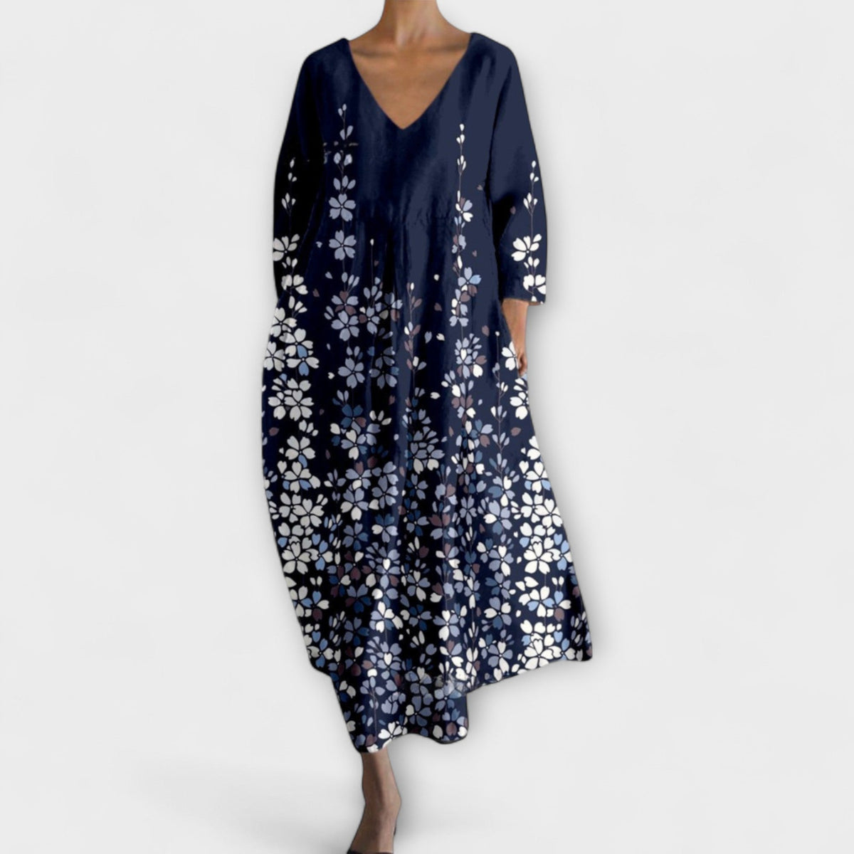 Fiona - Robe Longue Colorée à Col V