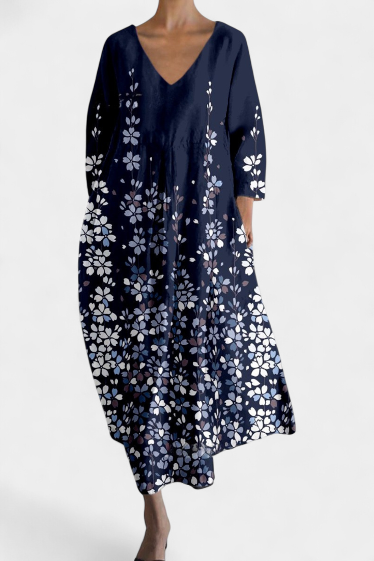 Ana - Robe Fluide Colorée à Motif Aquarelle