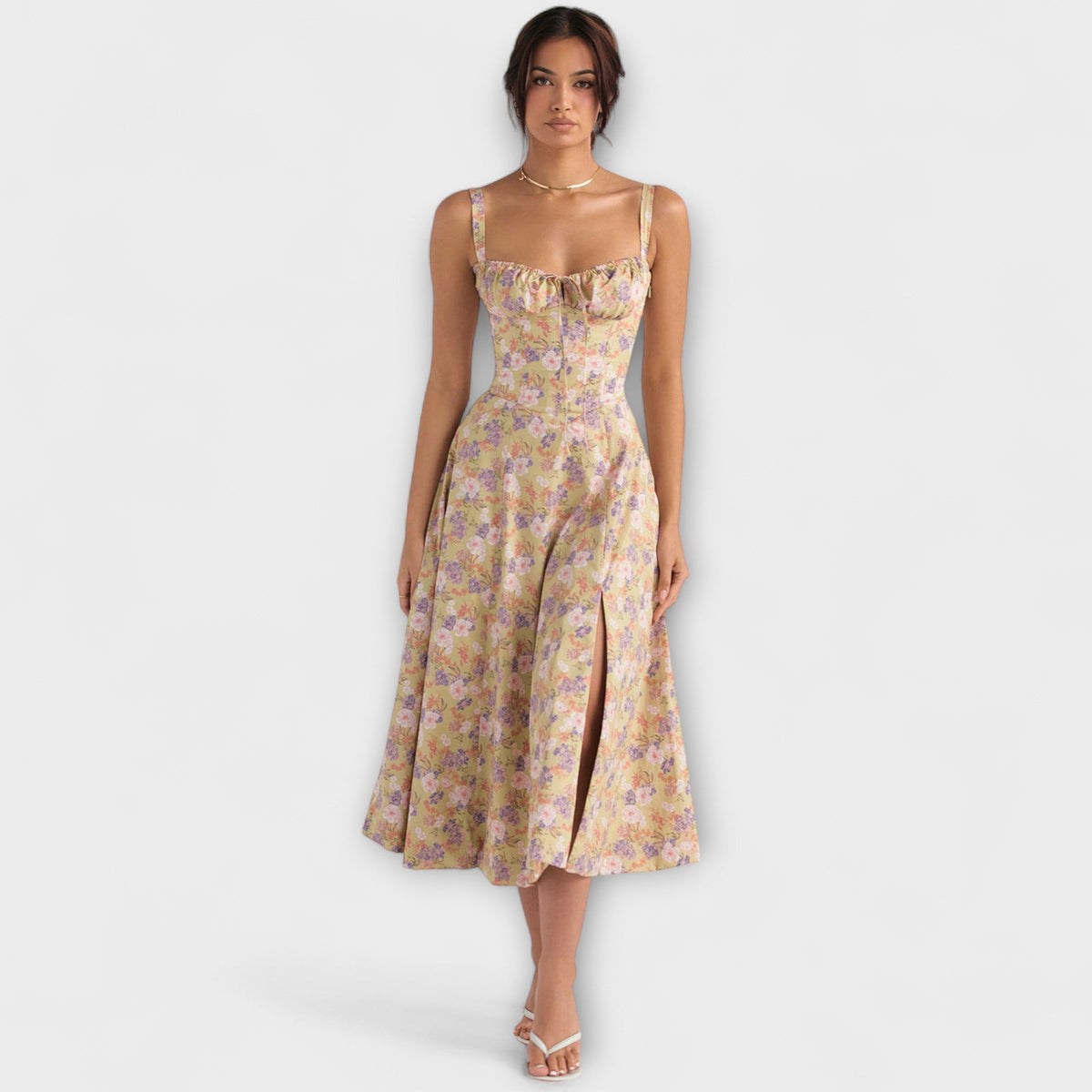 Zipporas - Robe Bustier Cintrée à Fleurs de Printemps