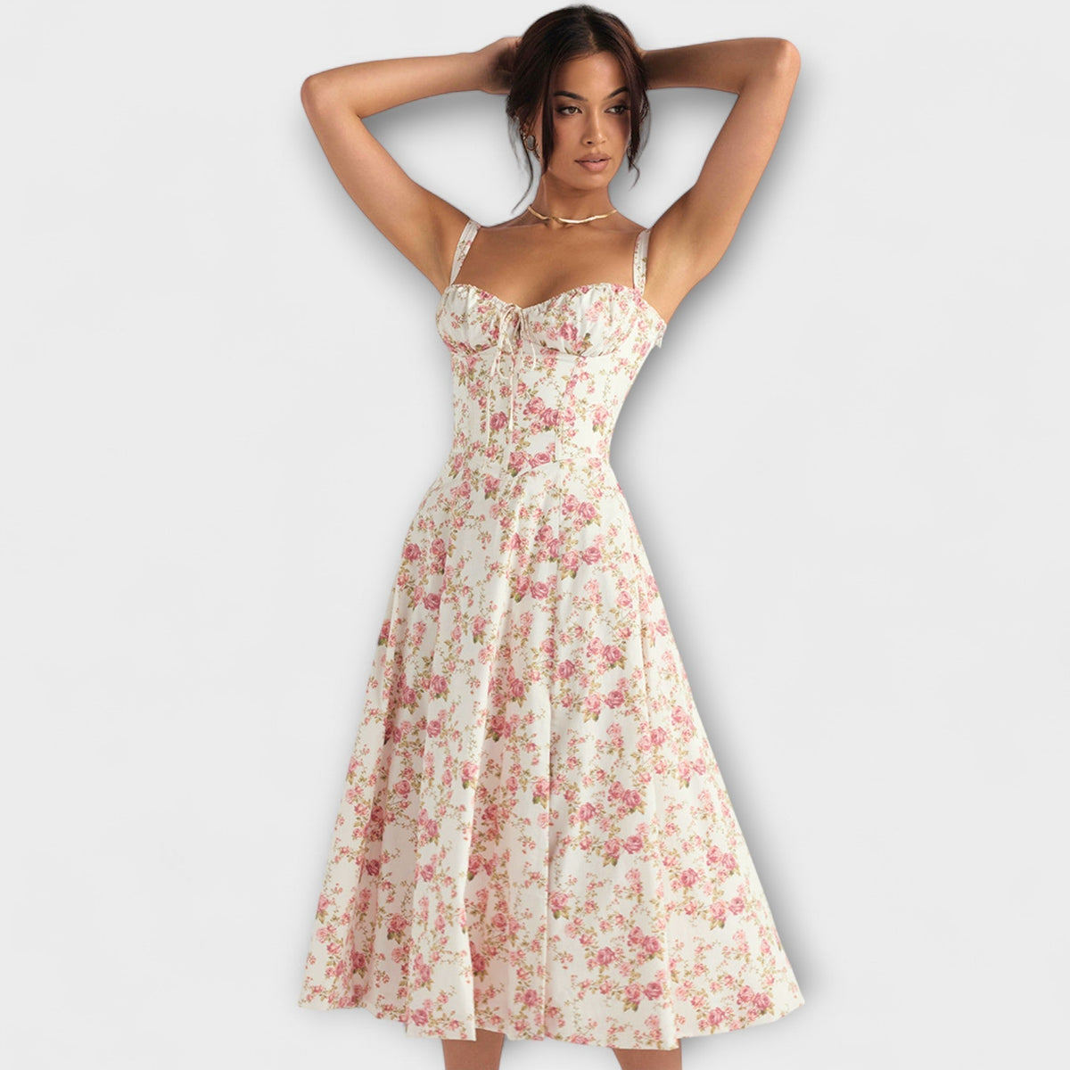 Zipporas - Robe Bustier Cintrée à Fleurs de Printemps