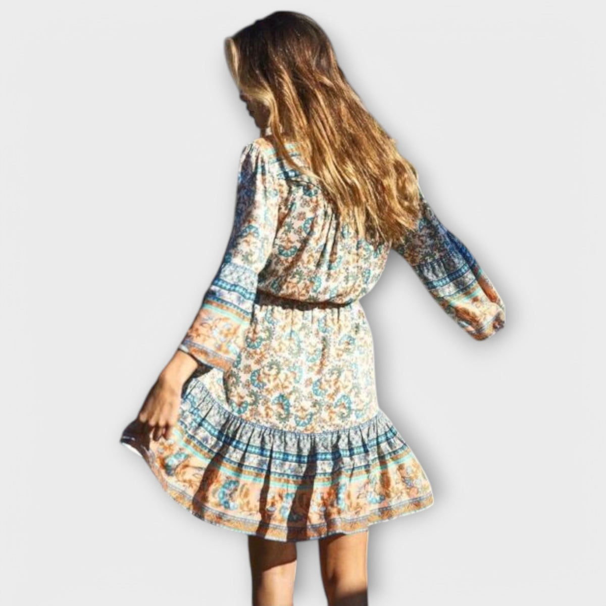 Keitha - Robe Bohème Courte à Motif Coloré