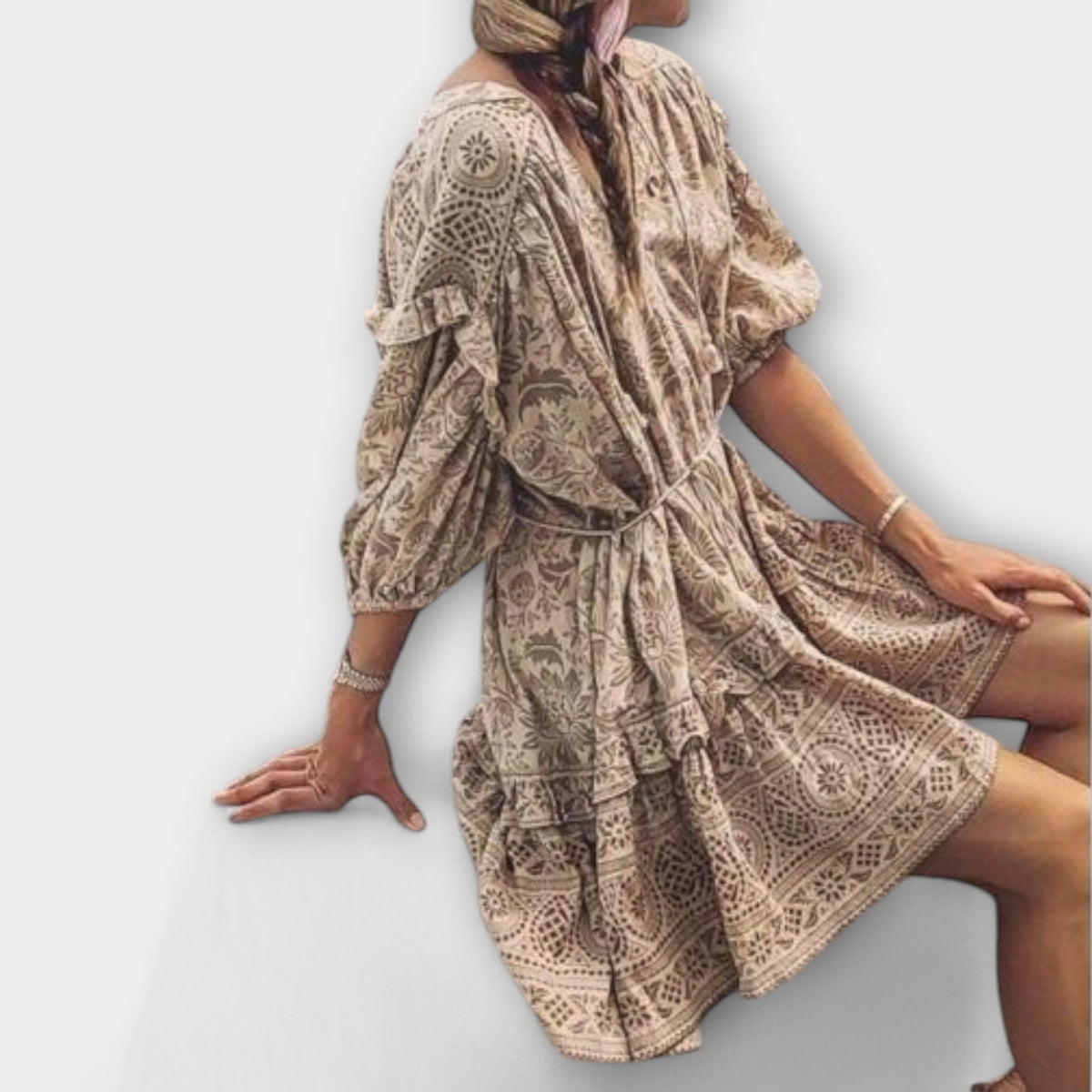 Miliani - Robe Bohème Dorée à Volants