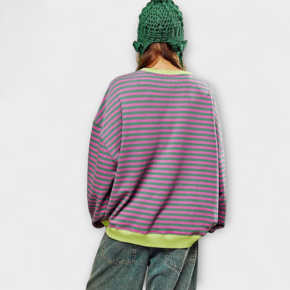 Mary - Pull Oversize Violet à Rayures