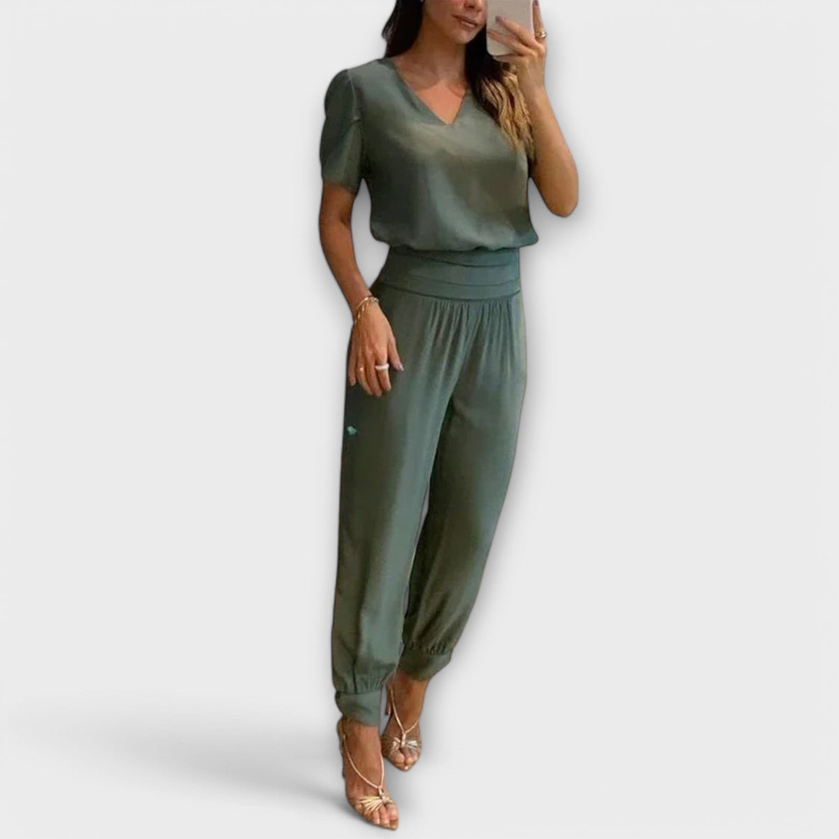 Irmelin - Ensemble Vert avec Haut et Pantalon