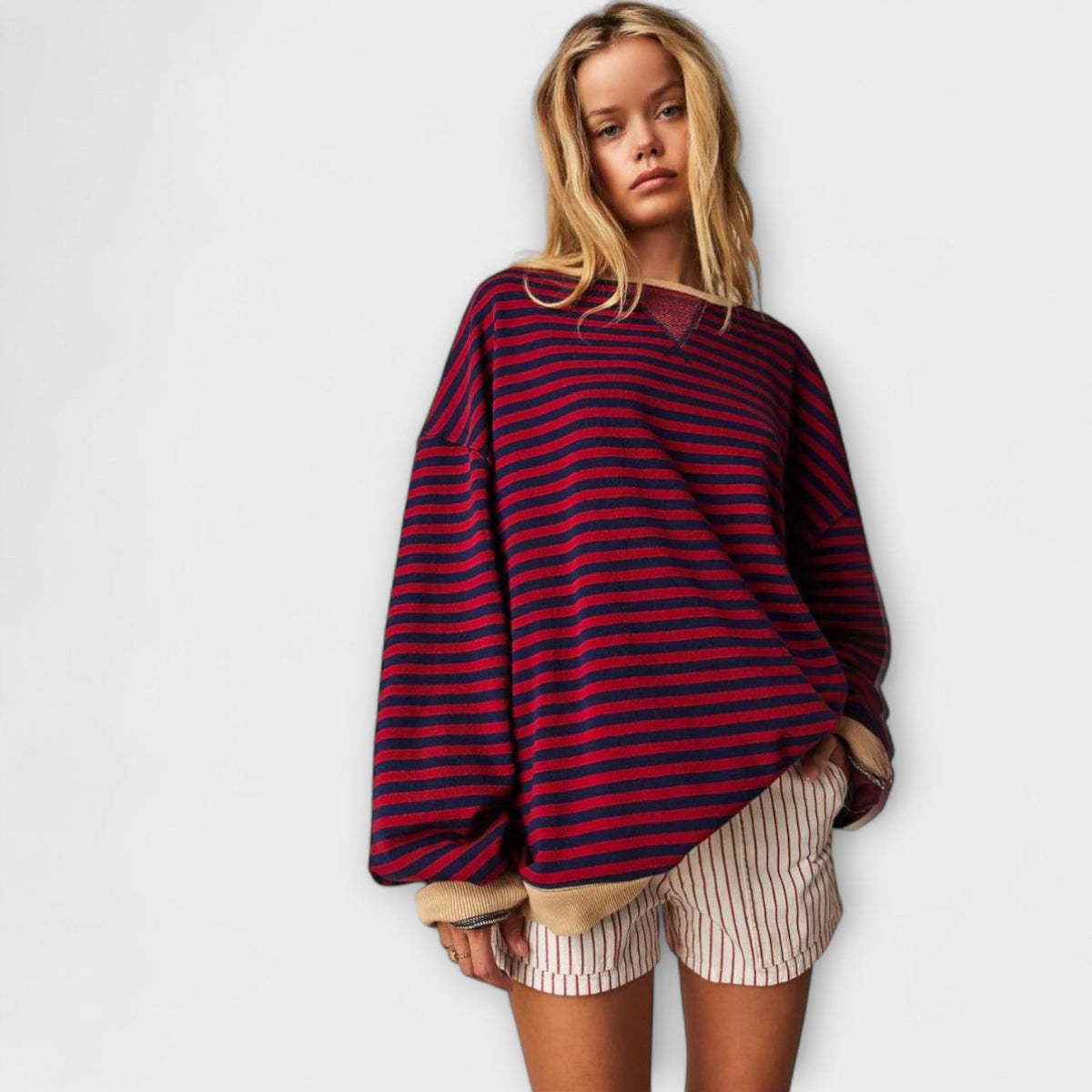 Mary - Pull Oversize Violet à Rayures