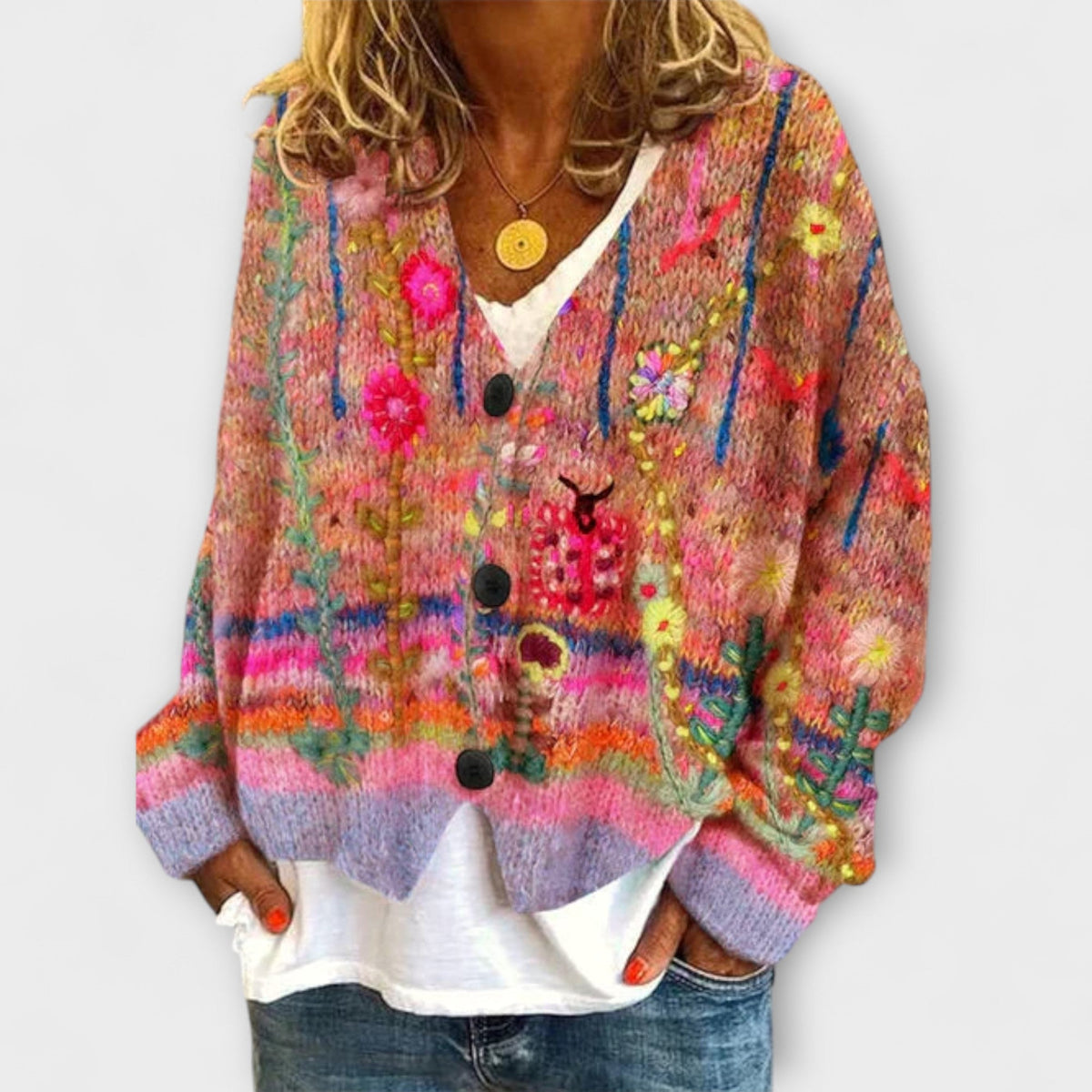 Belle - Blazer Tricoté Vintage Coloré