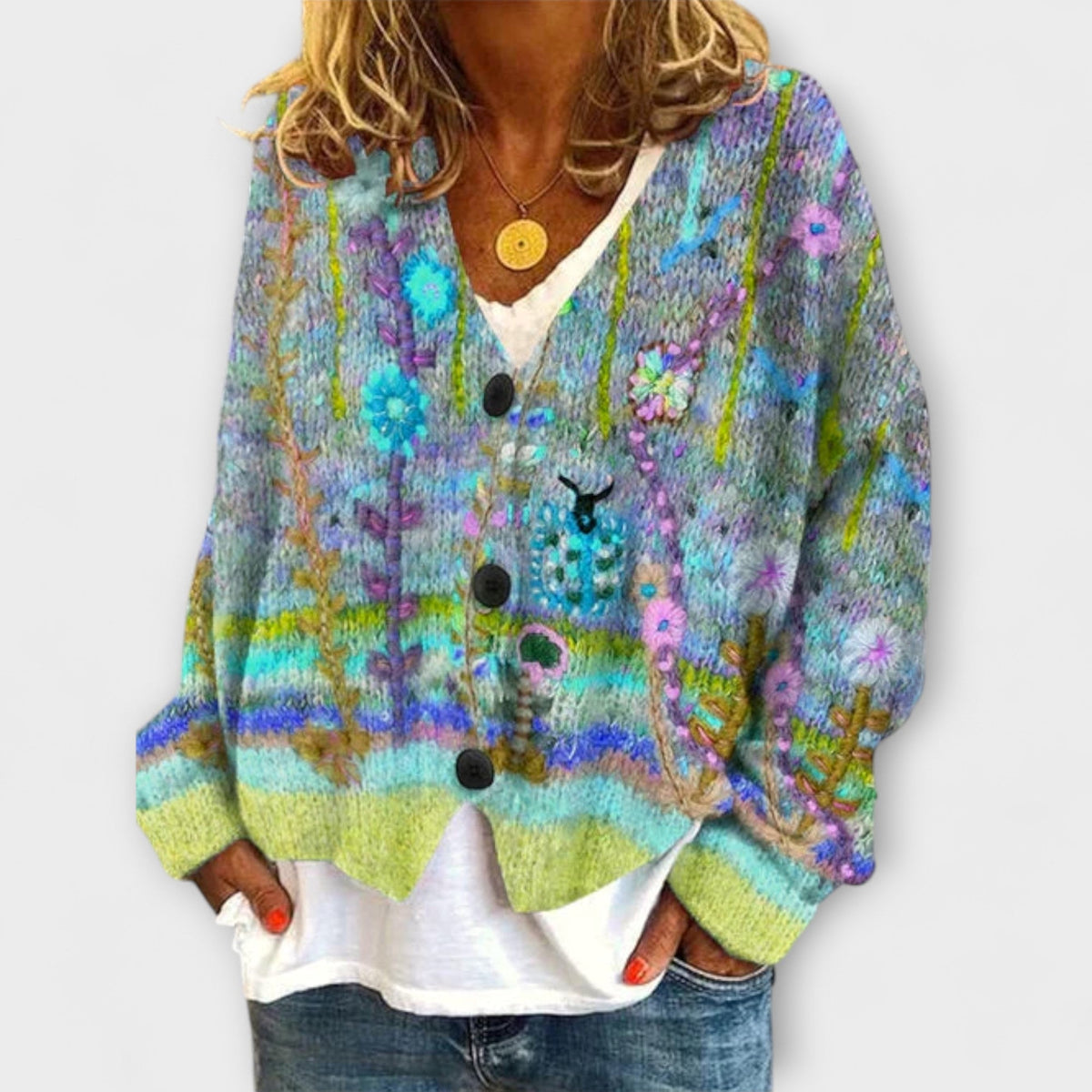Belle - Blazer Tricoté Vintage Coloré